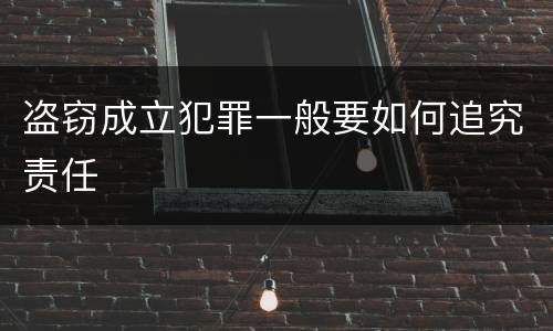 盗窃成立犯罪一般要如何追究责任
