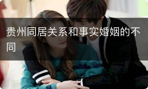 贵州同居关系和事实婚姻的不同