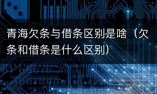 青海欠条与借条区别是啥（欠条和借条是什么区别）