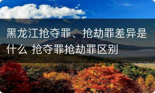 黑龙江抢夺罪、抢劫罪差异是什么 抢夺罪抢劫罪区别