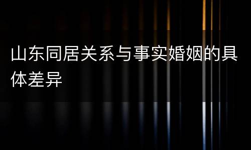 山东同居关系与事实婚姻的具体差异
