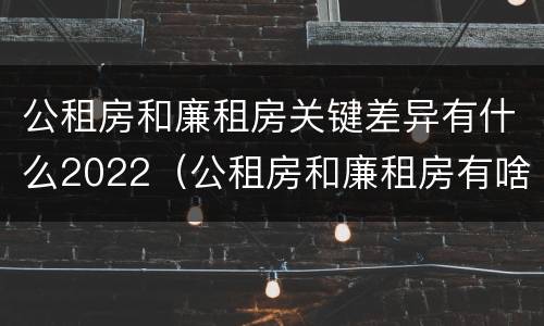 公租房和廉租房关键差异有什么2022（公租房和廉租房有啥不同）