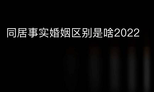 同居事实婚姻区别是啥2022