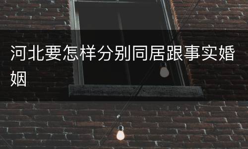 河北要怎样分别同居跟事实婚姻