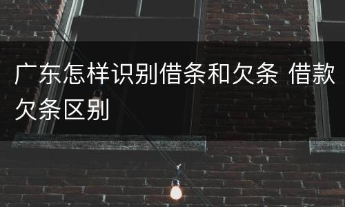 广东怎样识别借条和欠条 借款欠条区别