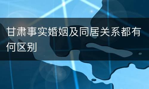甘肃事实婚姻及同居关系都有何区别