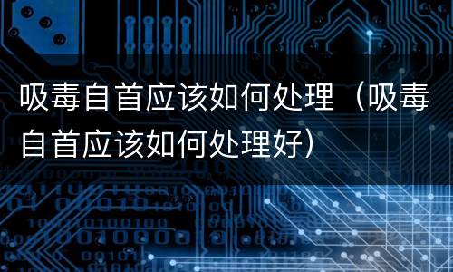 吸毒自首应该如何处理（吸毒自首应该如何处理好）