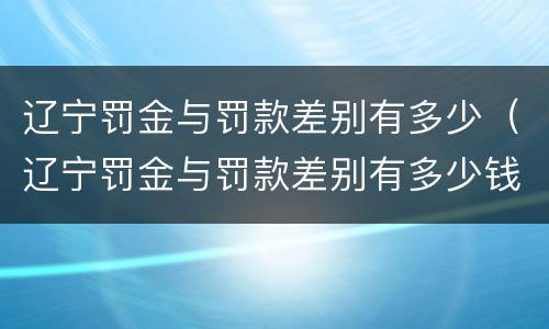 辽宁罚金与罚款差别有多少（辽宁罚金与罚款差别有多少钱）