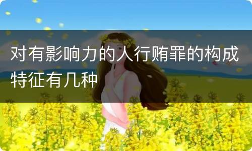 对有影响力的人行贿罪的构成特征有几种