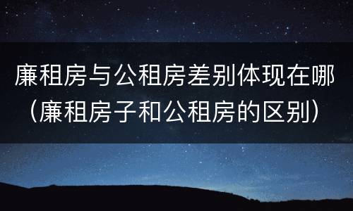 廉租房与公租房差别体现在哪（廉租房子和公租房的区别）
