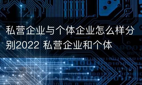 私营企业与个体企业怎么样分别2022 私营企业和个体
