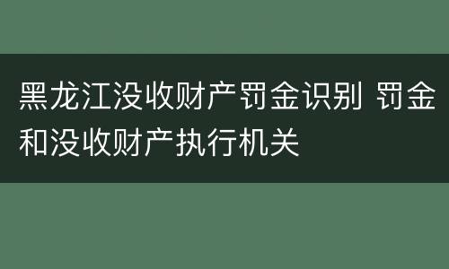 黑龙江没收财产罚金识别 罚金和没收财产执行机关