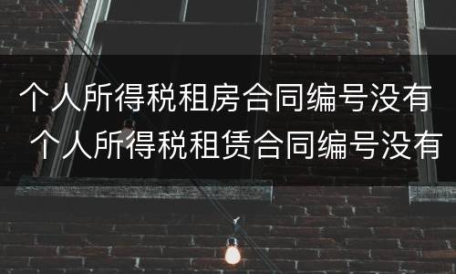 个人所得税租房合同编号没有 个人所得税租赁合同编号没有怎么办