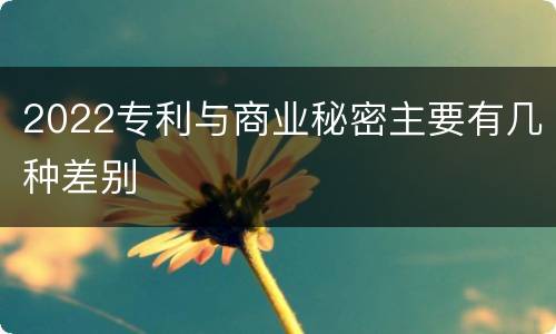 2022专利与商业秘密主要有几种差别