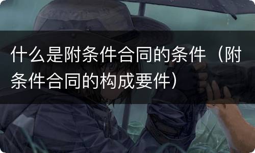 什么是附条件合同的条件（附条件合同的构成要件）
