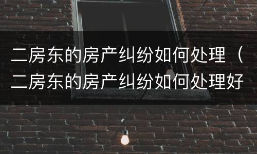 二房东的房产纠纷如何处理（二房东的房产纠纷如何处理好）