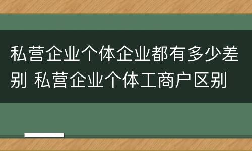 私营企业个体企业都有多少差别 私营企业个体工商户区别