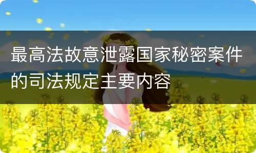 最高法故意泄露国家秘密案件的司法规定主要内容