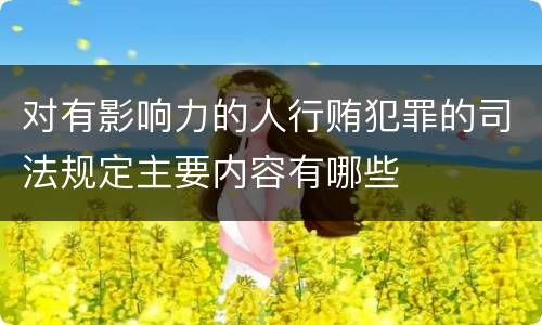 对有影响力的人行贿犯罪的司法规定主要内容有哪些