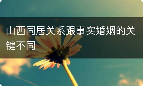 山西同居关系跟事实婚姻的关键不同