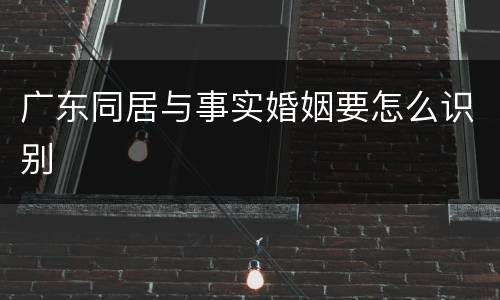 广东同居与事实婚姻要怎么识别