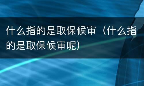 什么指的是取保候审（什么指的是取保候审呢）