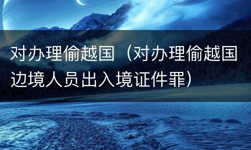 对办理偷越国（对办理偷越国边境人员出入境证件罪）