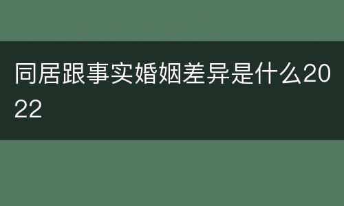 同居跟事实婚姻差异是什么2022