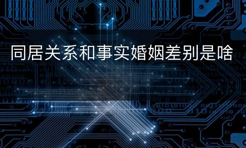 同居关系和事实婚姻差别是啥