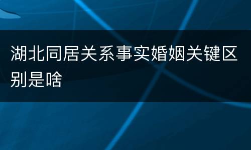 湖北同居关系事实婚姻关键区别是啥