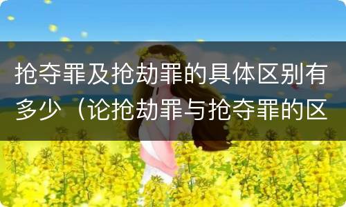 抢夺罪及抢劫罪的具体区别有多少（论抢劫罪与抢夺罪的区别）