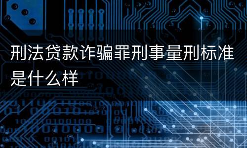 刑法贷款诈骗罪刑事量刑标准是什么样