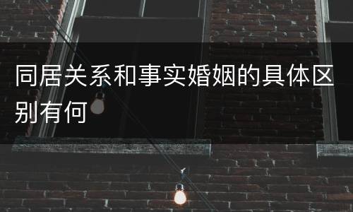 同居关系和事实婚姻的具体区别有何