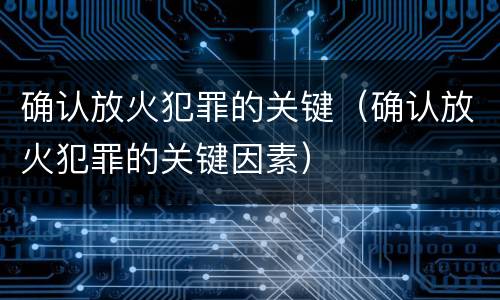 确认放火犯罪的关键（确认放火犯罪的关键因素）