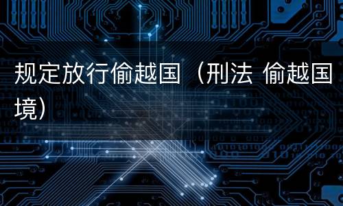 规定放行偷越国（刑法 偷越国境）