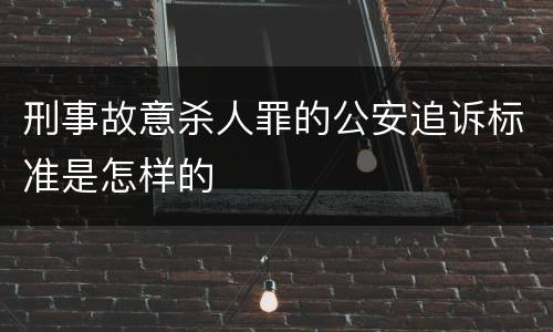 刑事故意杀人罪的公安追诉标准是怎样的