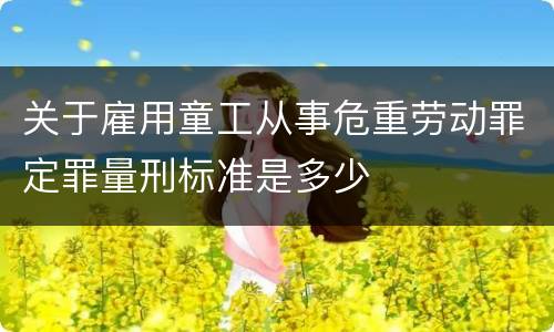 关于雇用童工从事危重劳动罪定罪量刑标准是多少