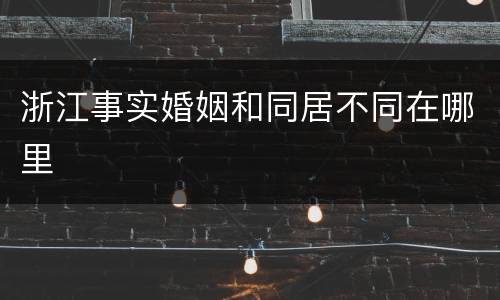 浙江事实婚姻和同居不同在哪里