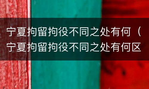 宁夏拘留拘役不同之处有何（宁夏拘留拘役不同之处有何区别）