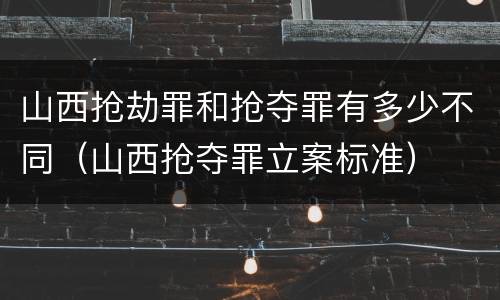 山西抢劫罪和抢夺罪有多少不同（山西抢夺罪立案标准）
