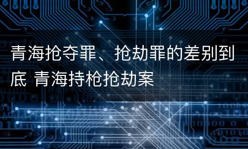 青海抢夺罪、抢劫罪的差别到底 青海持枪抢劫案