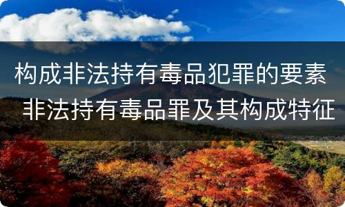 构成非法持有毒品犯罪的要素 非法持有毒品罪及其构成特征
