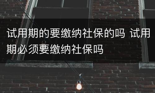 试用期的要缴纳社保的吗 试用期必须要缴纳社保吗