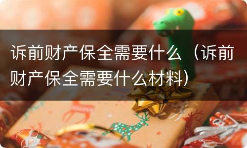 诉前财产保全需要什么（诉前财产保全需要什么材料）