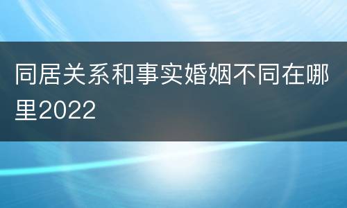 同居关系和事实婚姻不同在哪里2022
