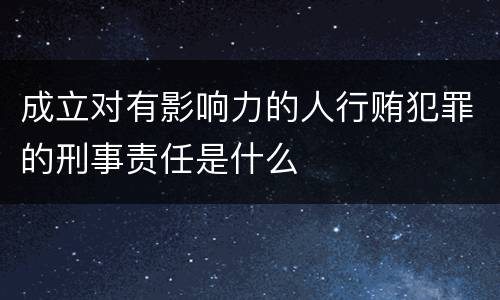 成立对有影响力的人行贿犯罪的刑事责任是什么