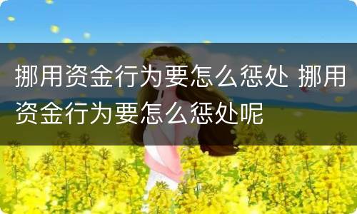挪用资金行为要怎么惩处 挪用资金行为要怎么惩处呢