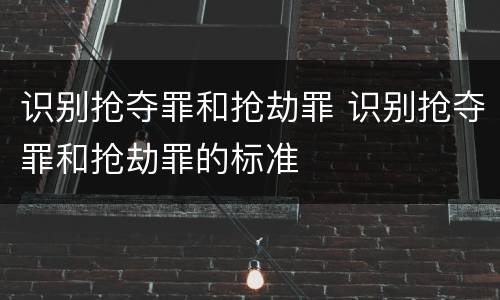 识别抢夺罪和抢劫罪 识别抢夺罪和抢劫罪的标准