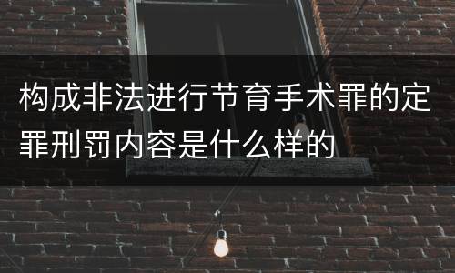 构成非法进行节育手术罪的定罪刑罚内容是什么样的