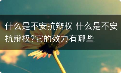 什么是不安抗辩权 什么是不安抗辩权?它的效力有哪些